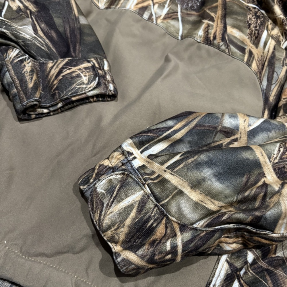 Cabelas Dry-Plus Advantage Max 4 HD Camo 1/4 Zip Hunting Jacket Mens Large Pouch - Picture 7 of 7